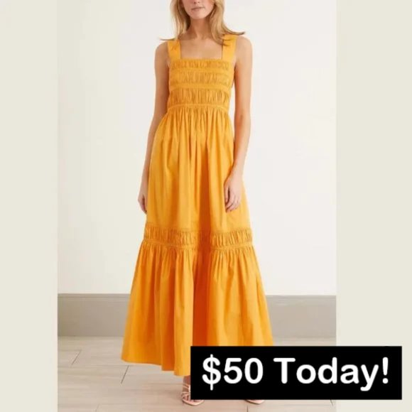 Lee Mathews Dresses & Skirts - (Flaw) Lee Mathews Elsie Apron Dress in Marigold